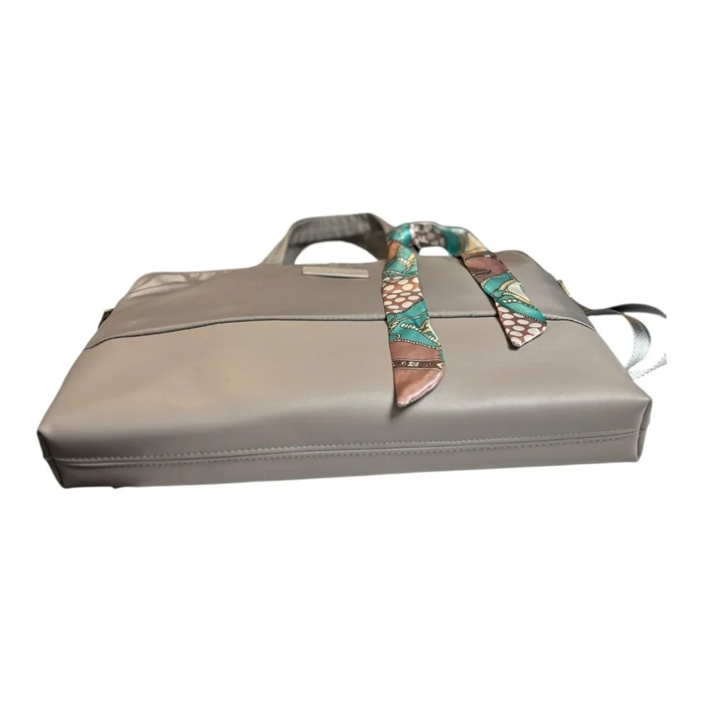 NEW Kamlui Laptop Bag Gray Briefcase with Scarf Accent Water Resistant Bag